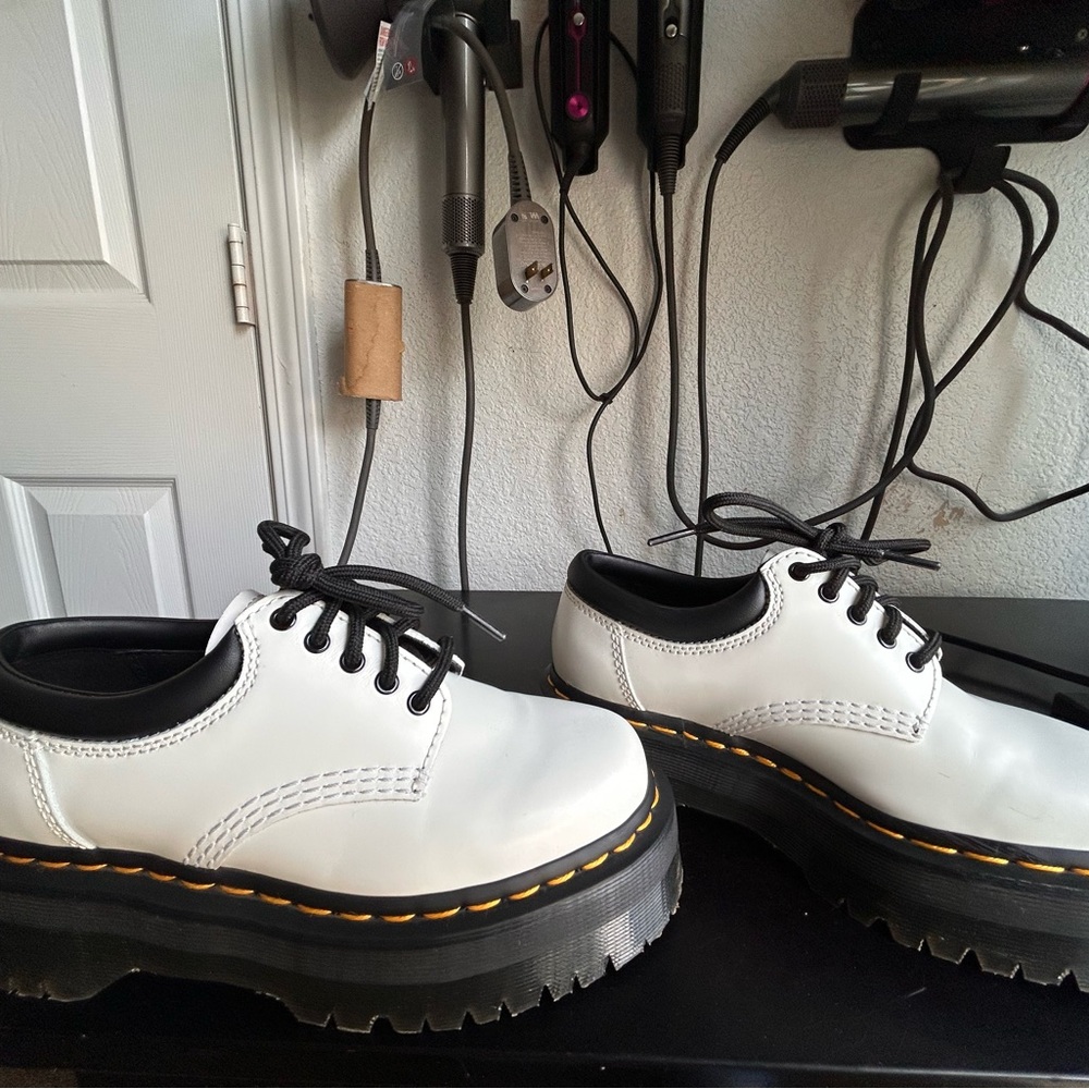 Dr. Martens White Platform Oxfords
